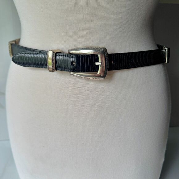 Vintage Brighton Black Leather Belt with Western Buckle – Unisex – Size S/M